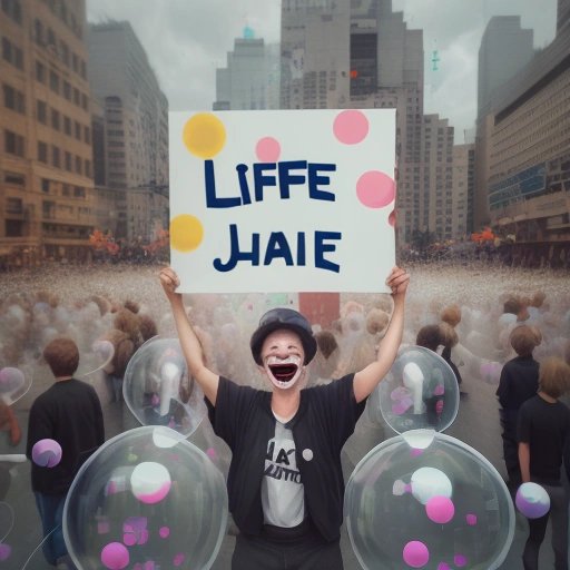 Person holding a sign that says 'Life is a joke, might as well laugh'