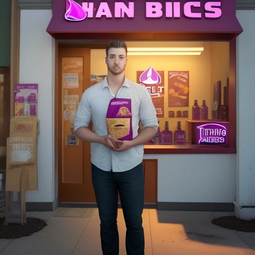 Joshua Flink in the afterlife, perfectly styled hair and Taco Bell bag in hand