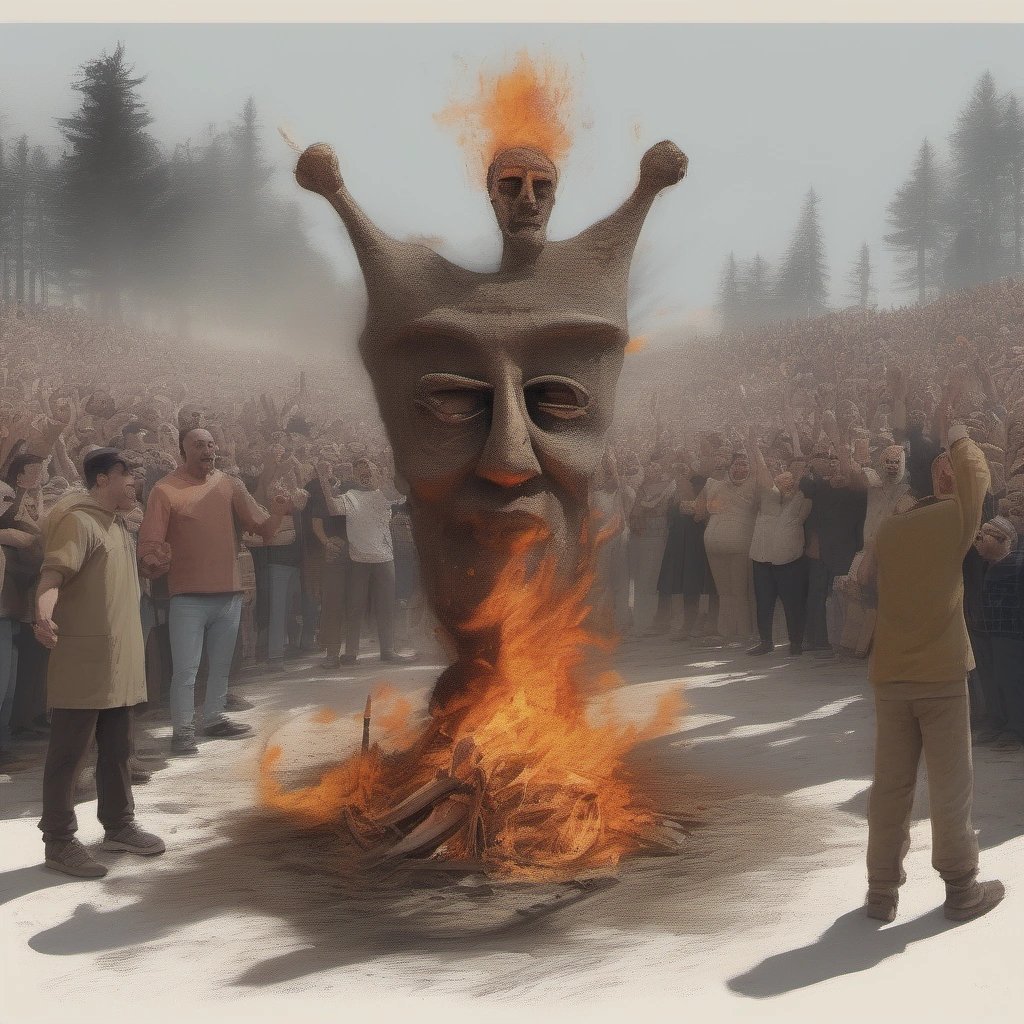 Burning of victory effigy