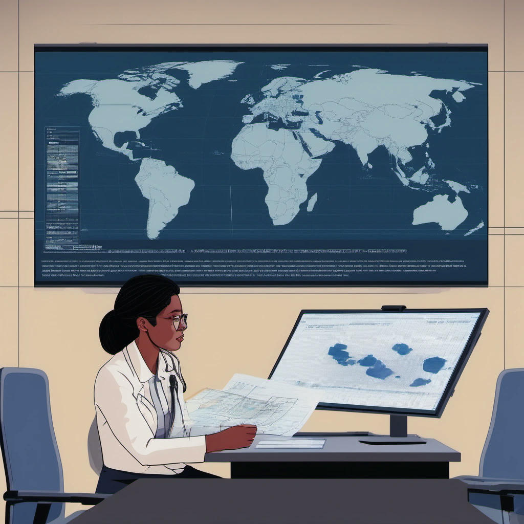 A government official presenting graphs showing the decline in espionage activities during the pandemic