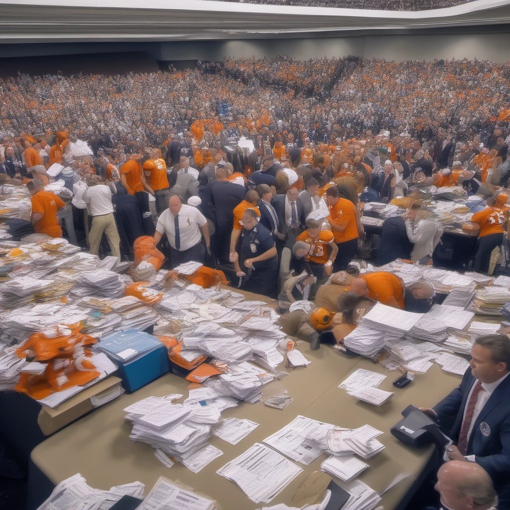 Chaotic scene of NCAAF officials and administrators