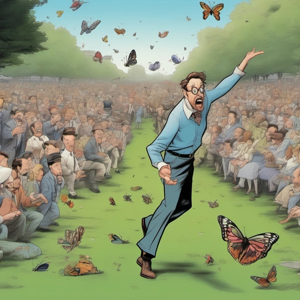 Ethelbert chasing butterfly