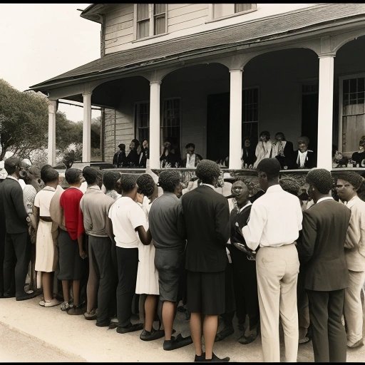 The crowd gathering outside Alfred's house