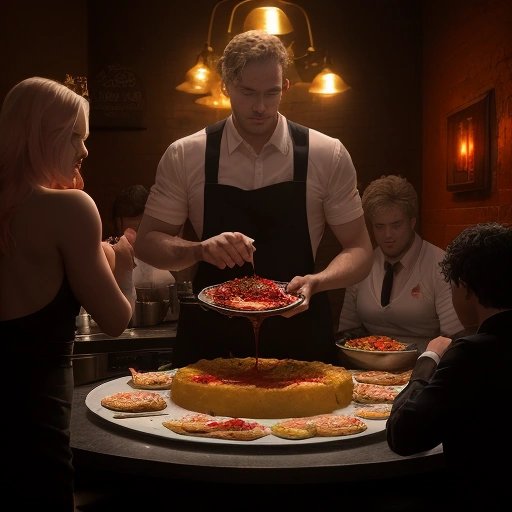 Contestants plating a sinful dish in Hell's Kitchen