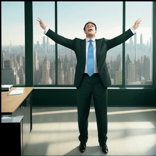 Businessman dancing in his office