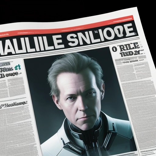 Futuristic newspaper with the headline 'Axel Springer: The AI Revolution'