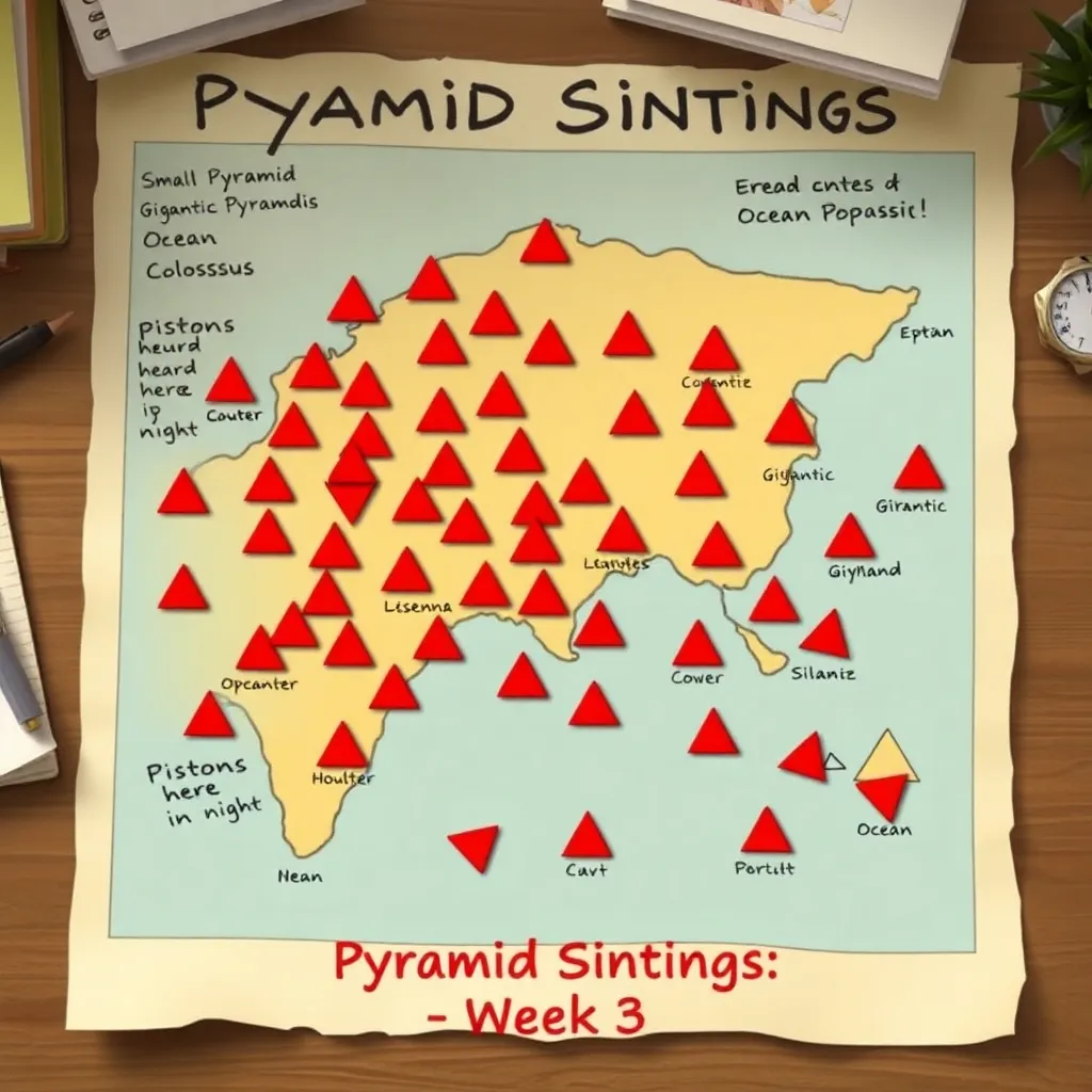 The pyramid sightings map: “The Great Triangular Era”