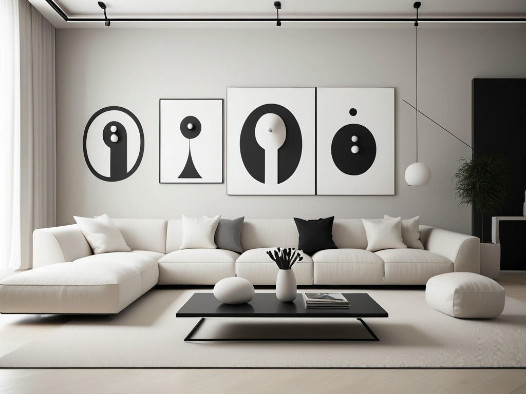 Modern living room with pillow people