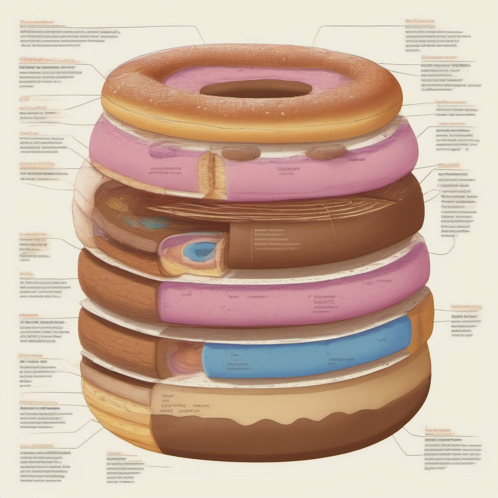 An intricate diagram of the cross-section of a donut.