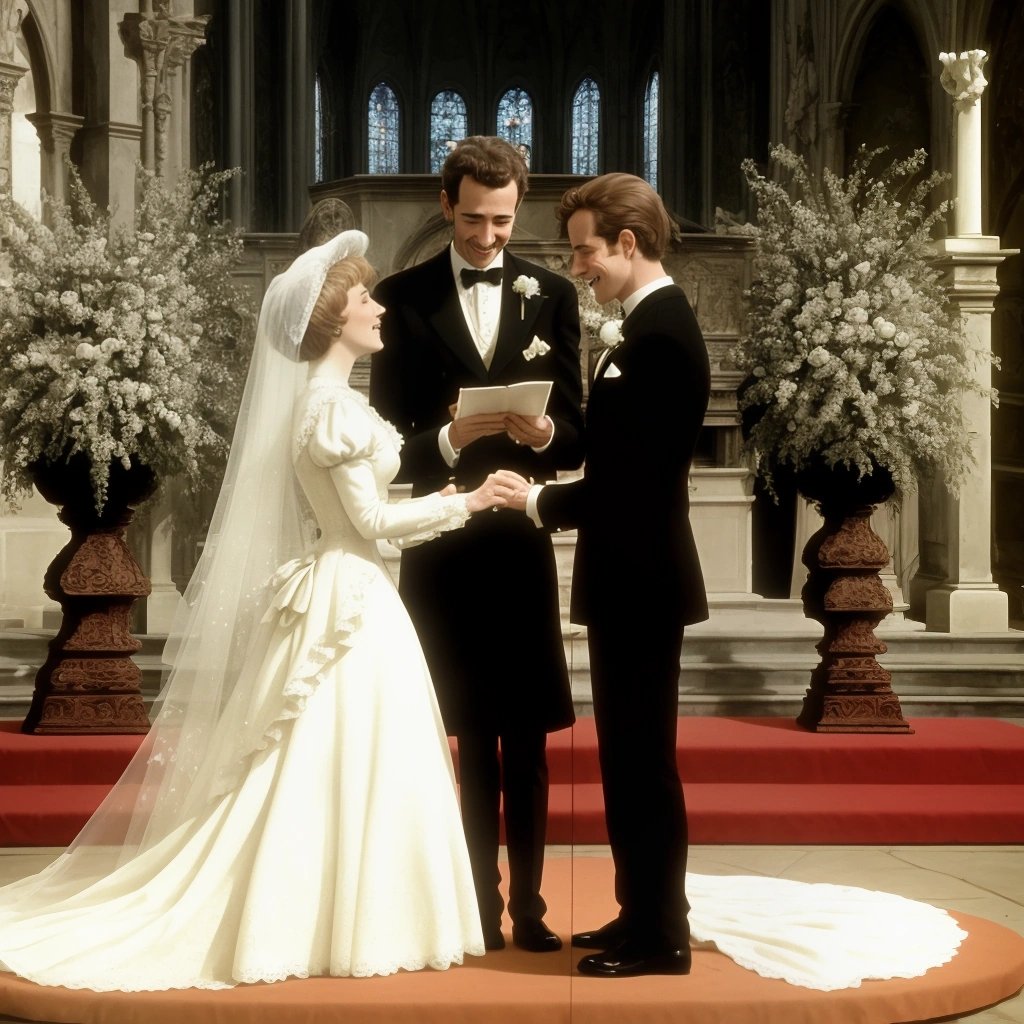 Julie Andrews and Ugo Tazella exchanging vows at the wedding