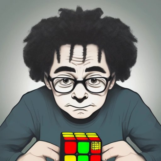 Person struggling with a Rubik's Cube