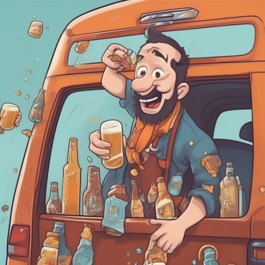Captain Clumsy juggling beer bottles