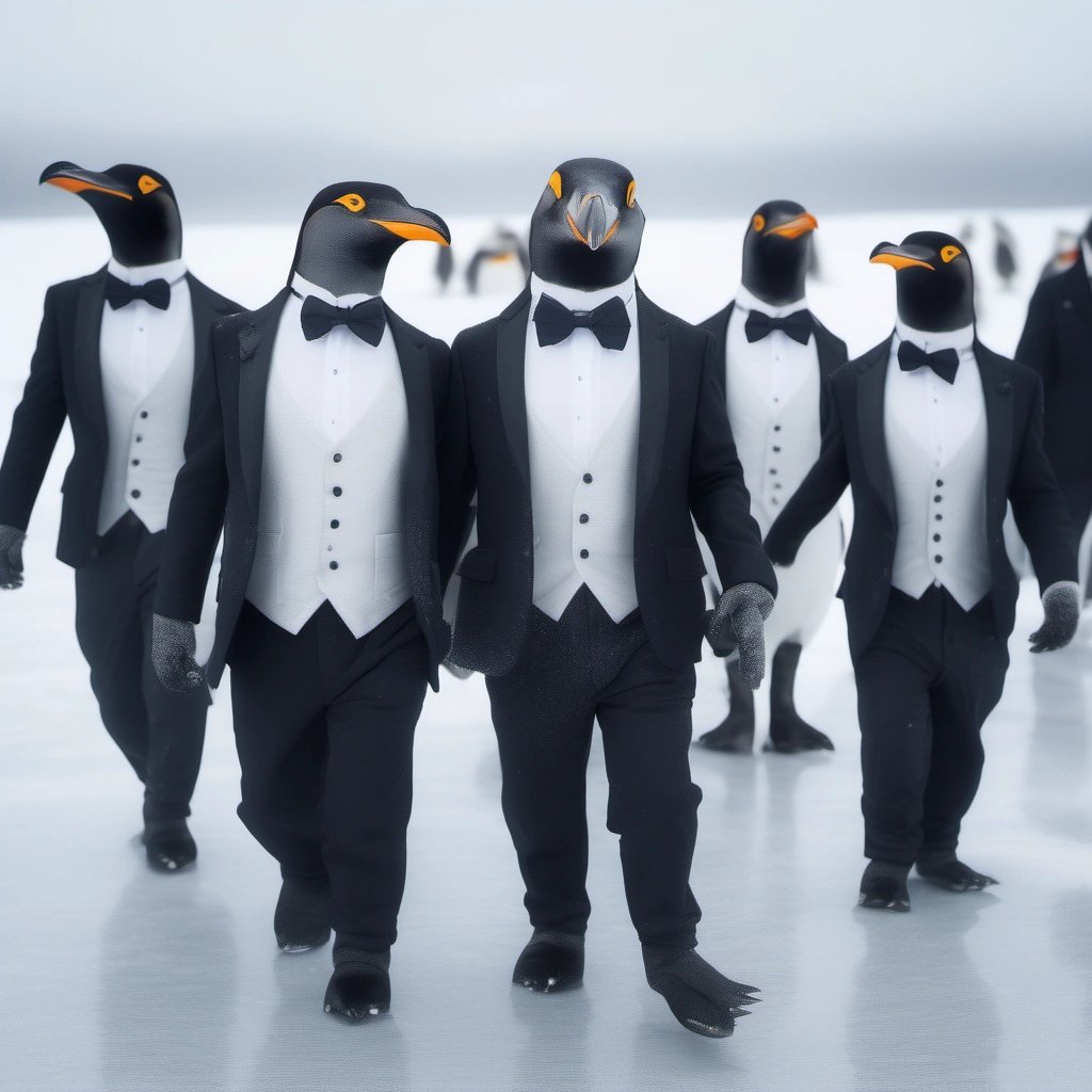 Penguins on a fashion runway