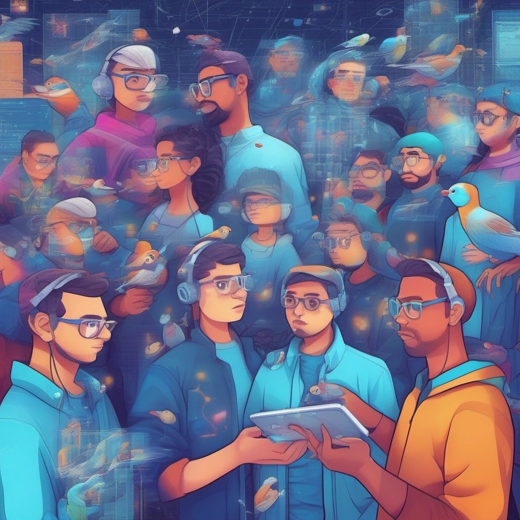 Tech enthusiasts with pigeons