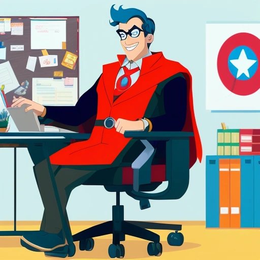 IT professional as cartoon hero