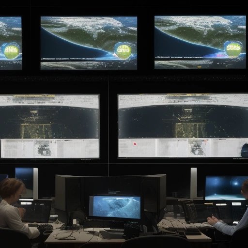 Specialists monitoring UFO activity in a command center.