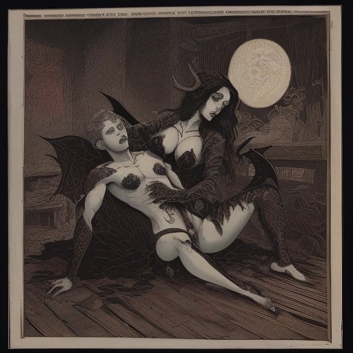 Succubus seducing a man in medieval Europe