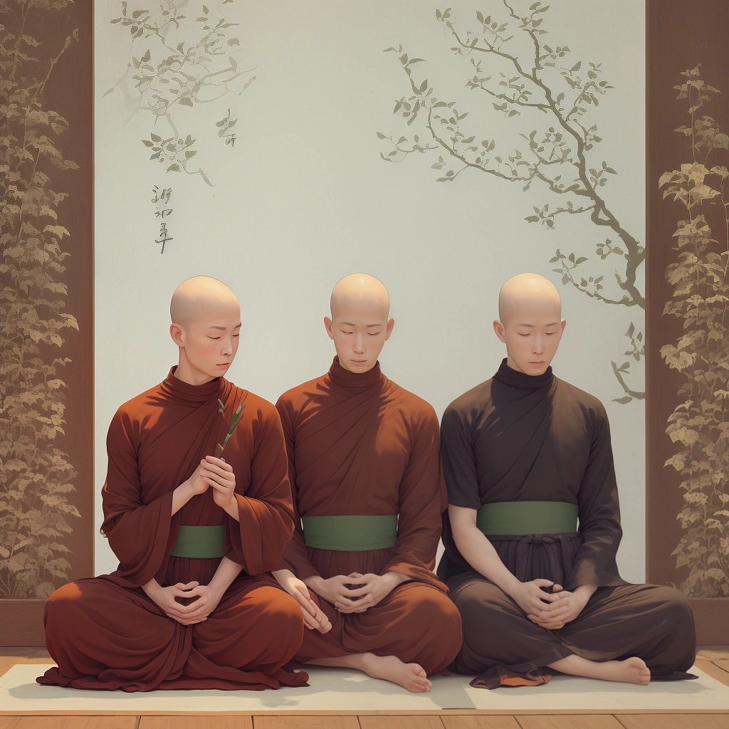 Monks engaged in peaceful activities