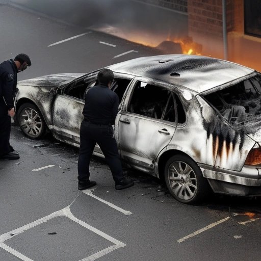 Investigators inspecting the car wreckage