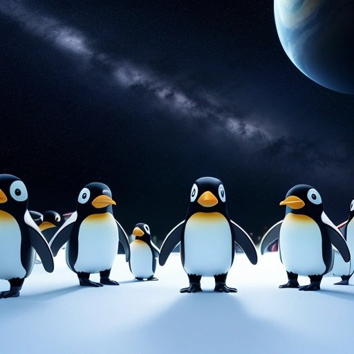 Alien penguins dancing