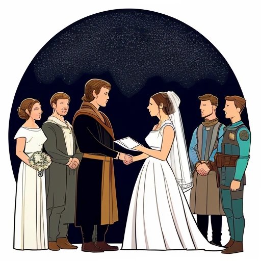 Luke and Leia exchanging wedding vows