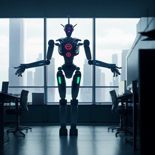 AI-powered robot in a newsroom