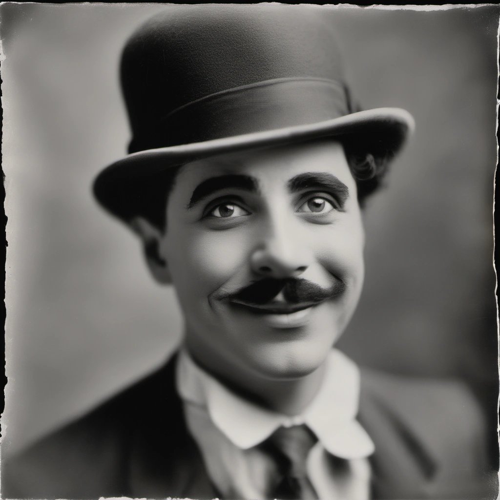 Charlie Chaplin with caption 'Misunderstood comedic genius'