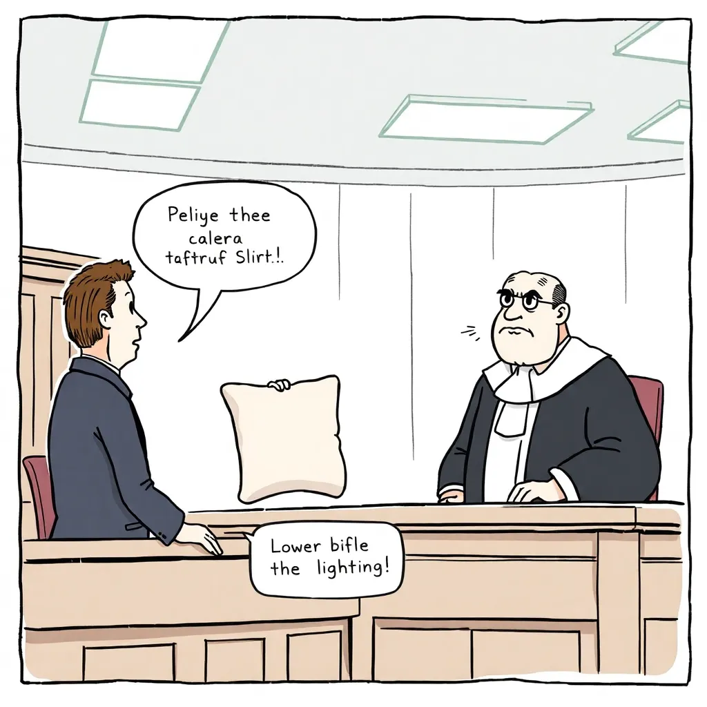 Courtroom request for “less aggressive office” lighting