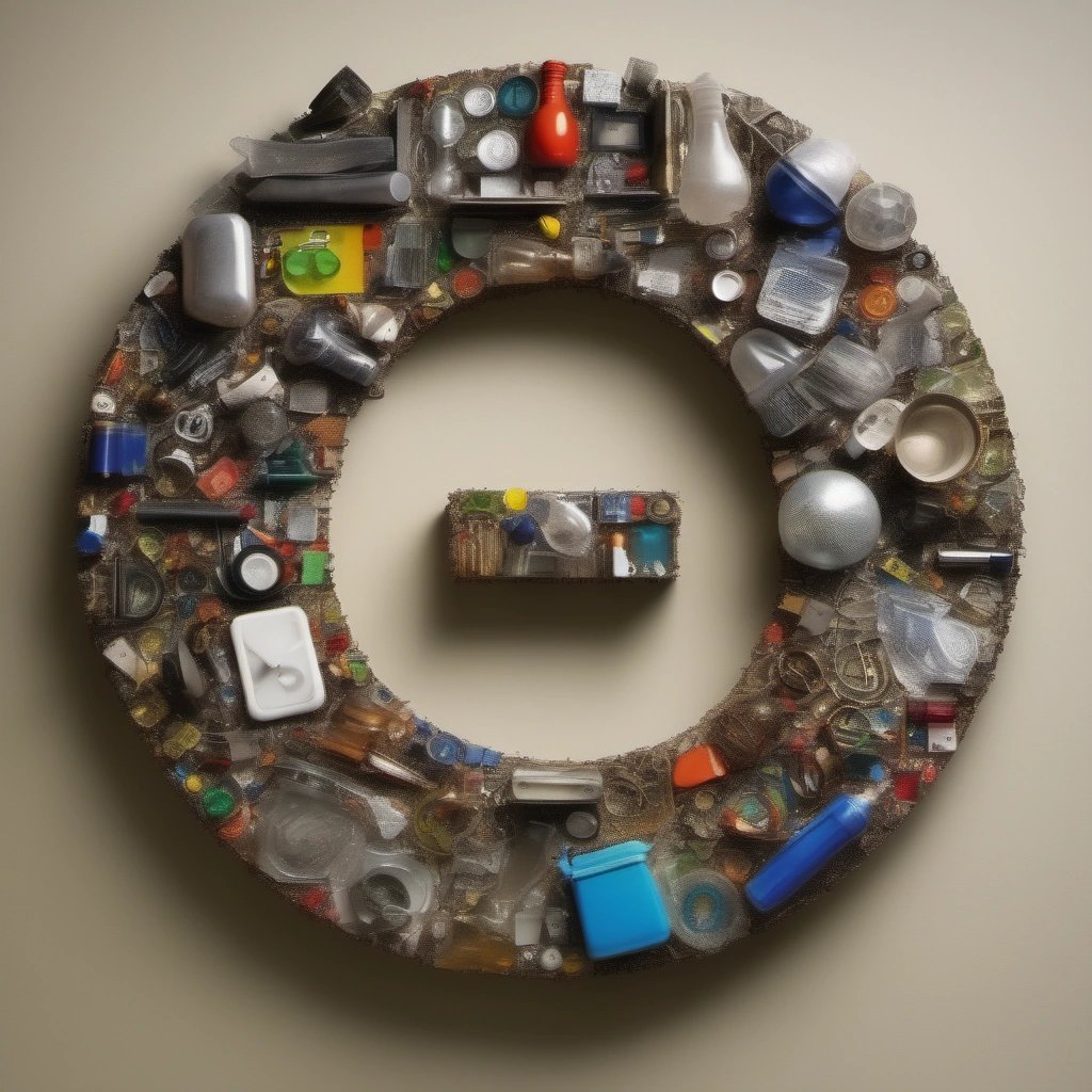 Recycling symbol made of objects sold on eBay