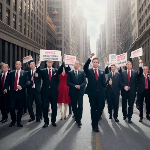 Group of actors cheering outside Wall Street
