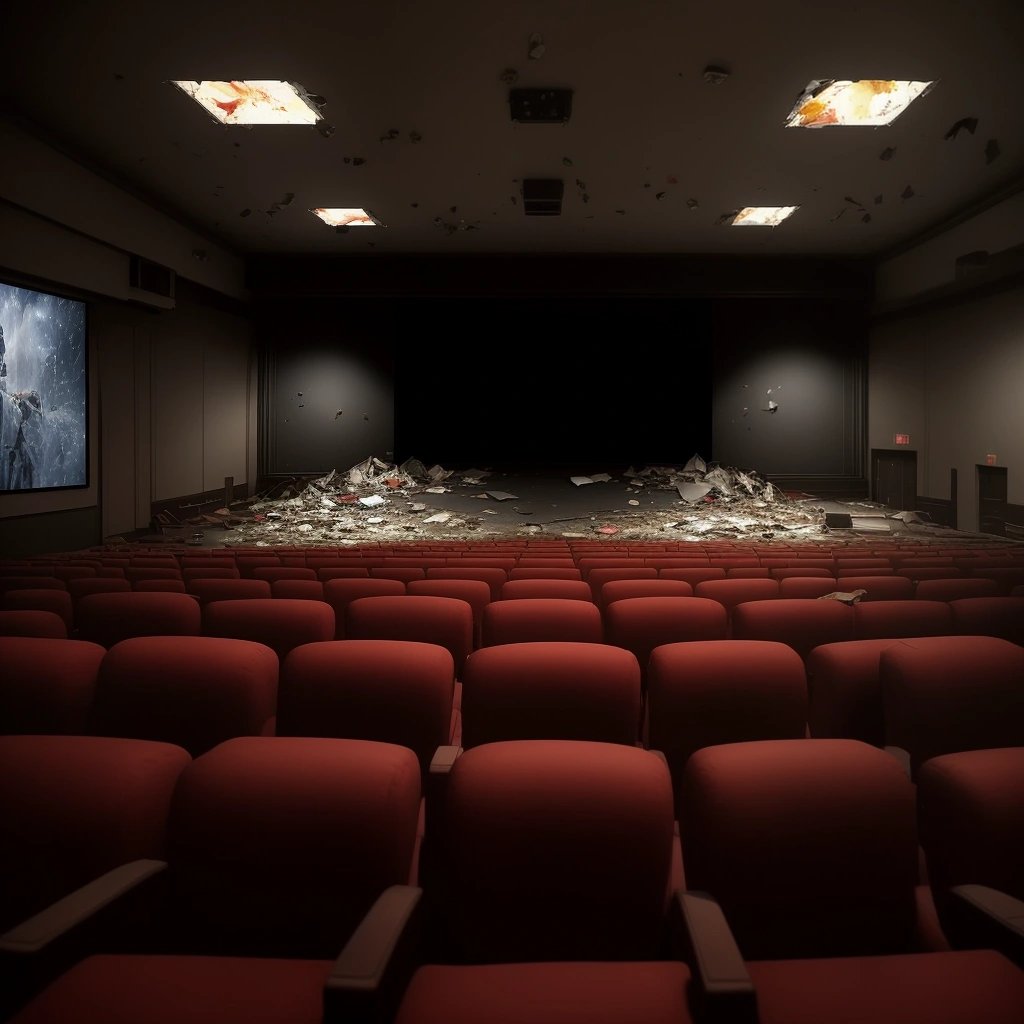 Empty cinema hall after the tragedy