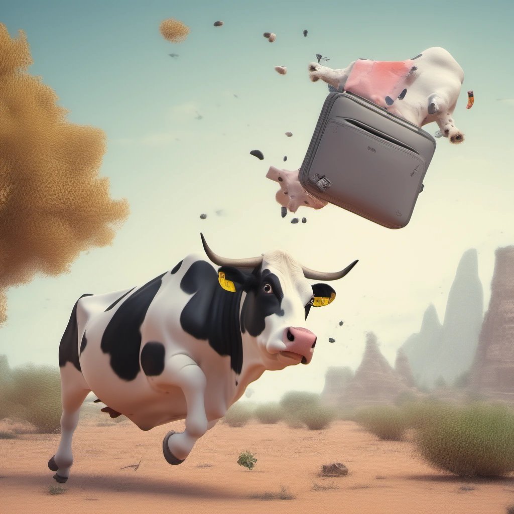 Cow transforming into a purse