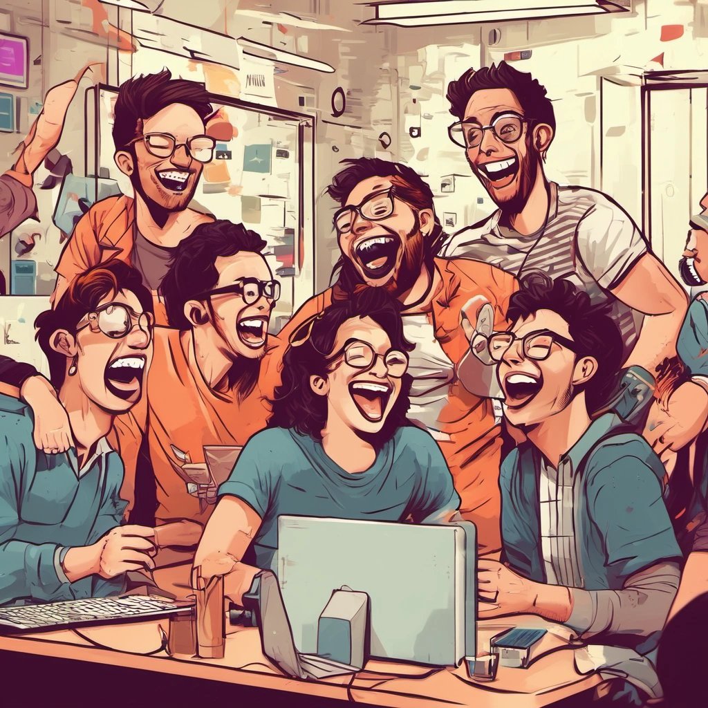 Programmers laughing together