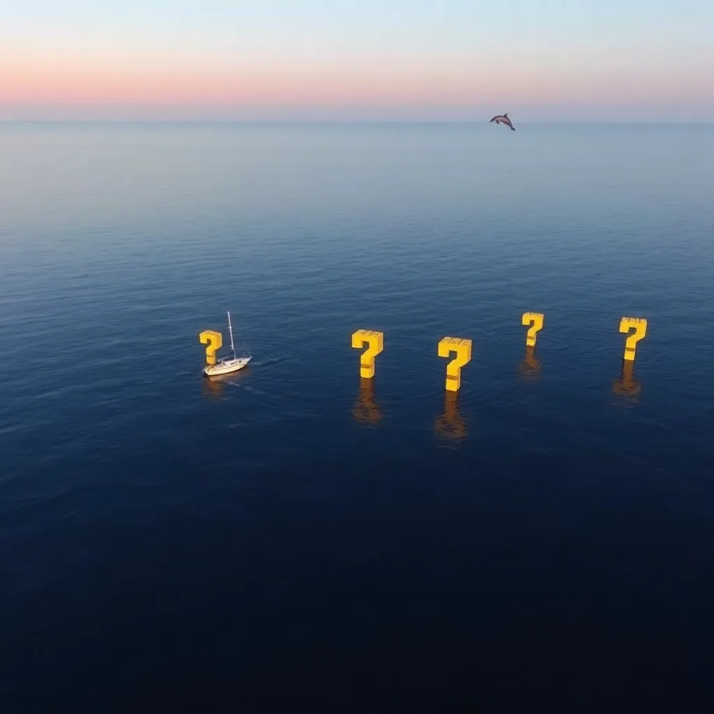 Floating question marks in the ocean like “cursed jellyfish”