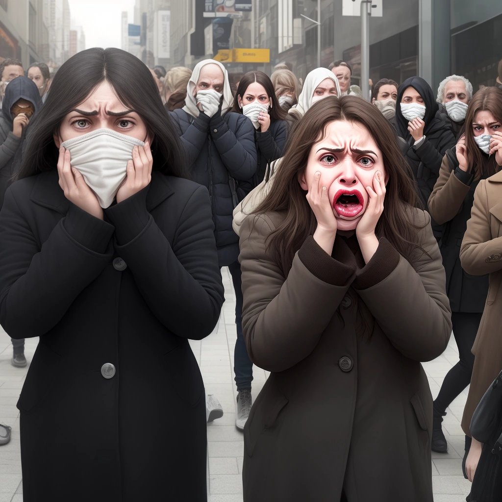 Shocked onlookers reacting to the stinky protest