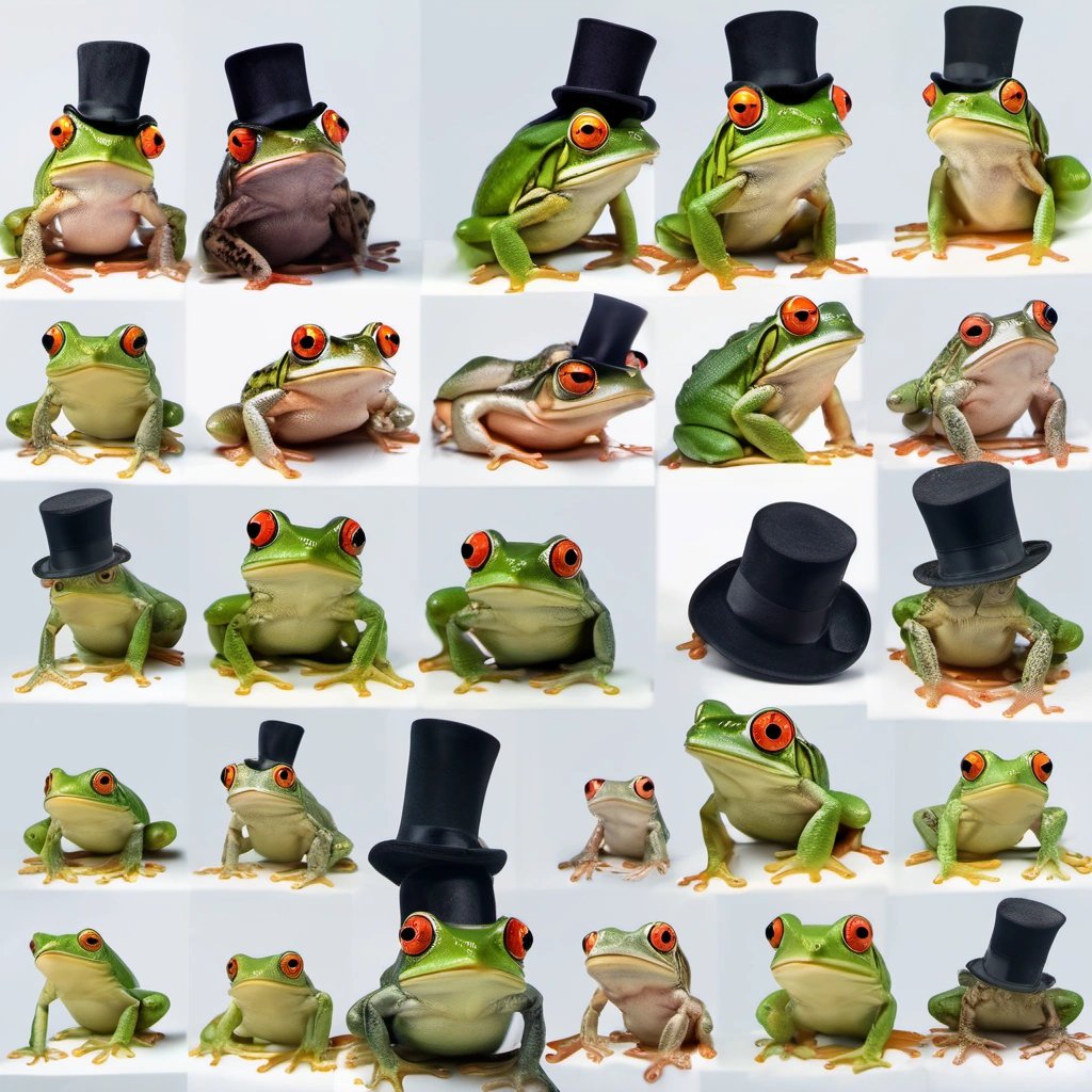 Montage of social media posts featuring fashionable pet frogs