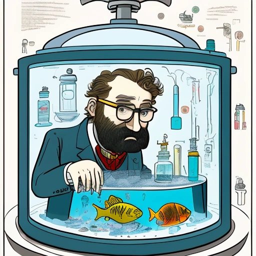 Professor Thirstington studying fish with Soggy-o-meter