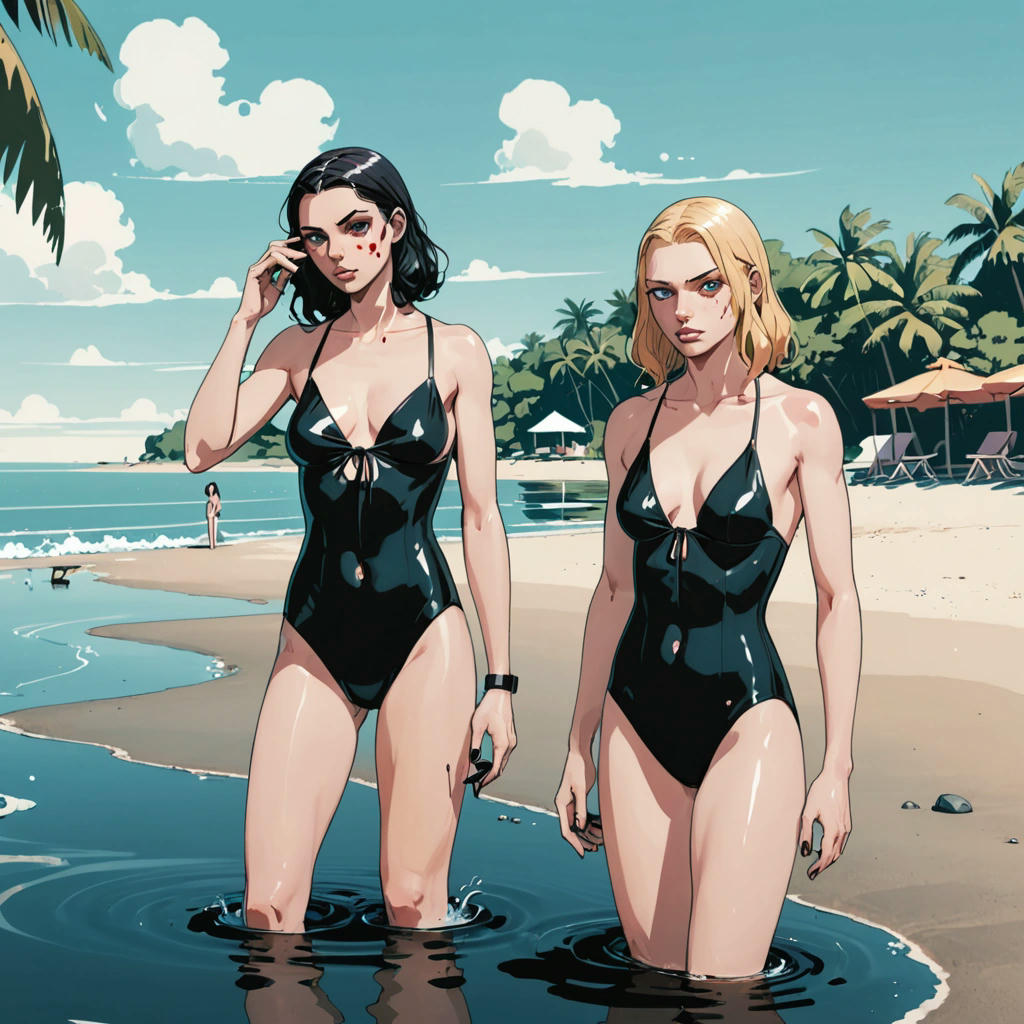 Sable and Mikaela standing at the water's edge