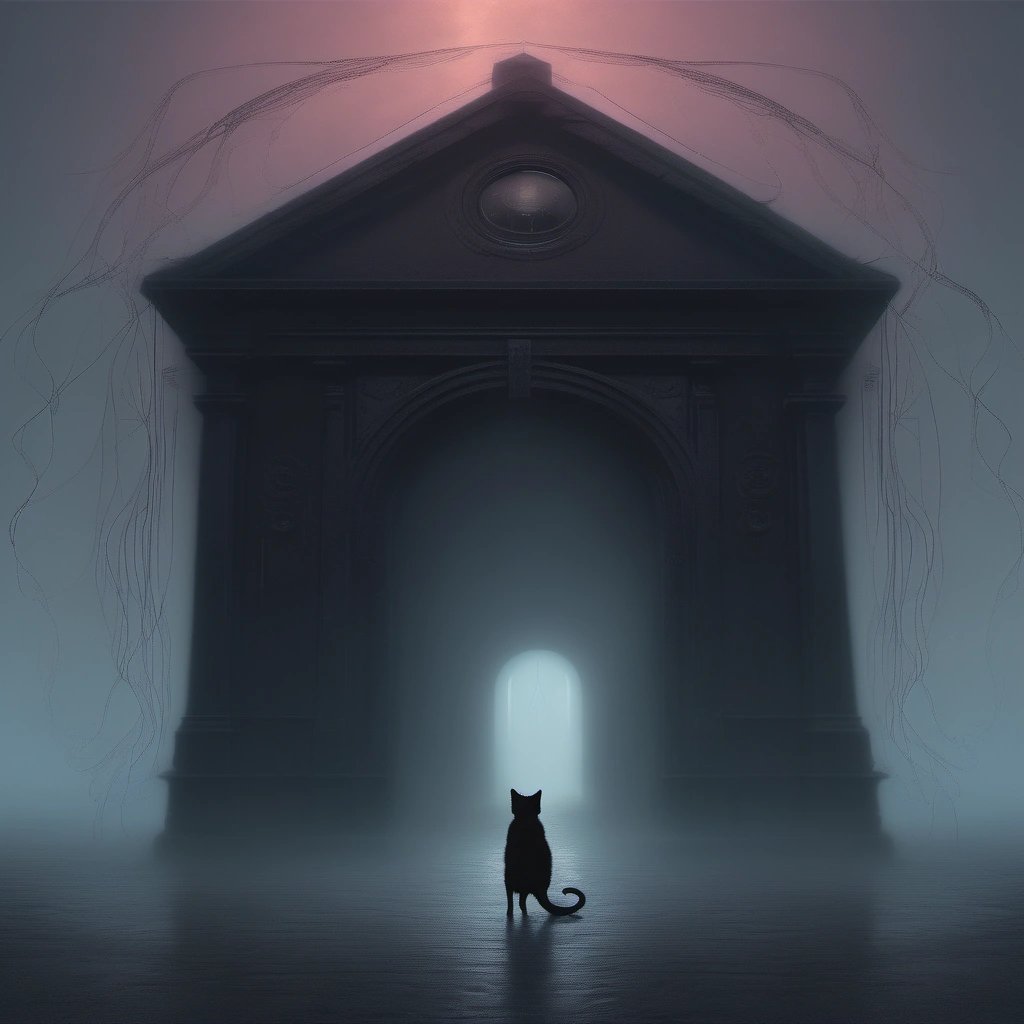 Lovecraft's cat entering a portal