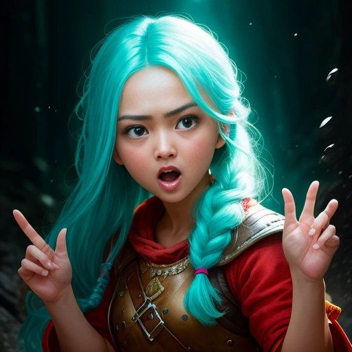 Surprised video game character with a mischievous hand gesture