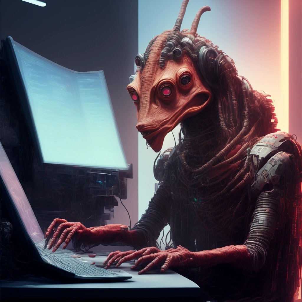 Jar Jar at computer