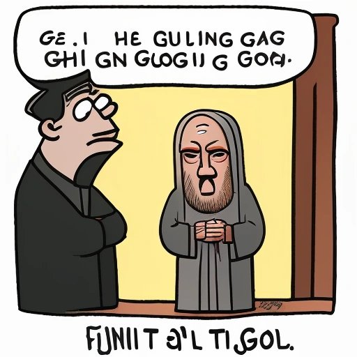 Cartoon of nervous person feeling judged by God