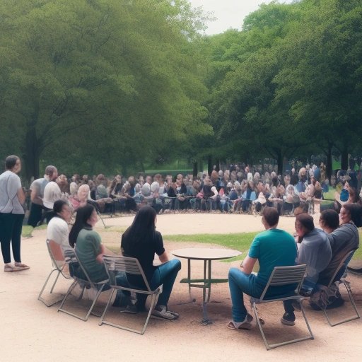 Humans having philosophical debates in a park