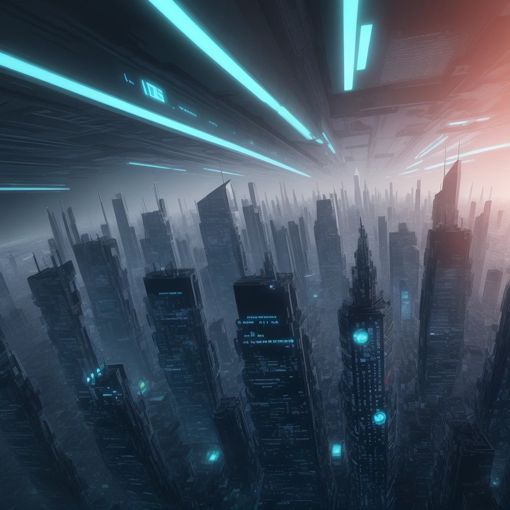 Futuristic encrypted city