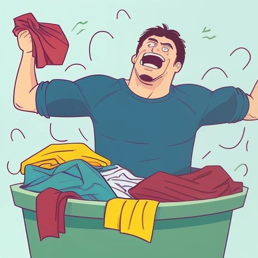 Man folding laundry