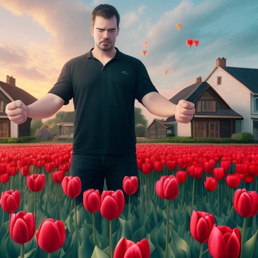 Man holding uprooted tulip bulbs angrily