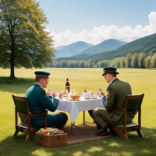 Soldiers having a picnic