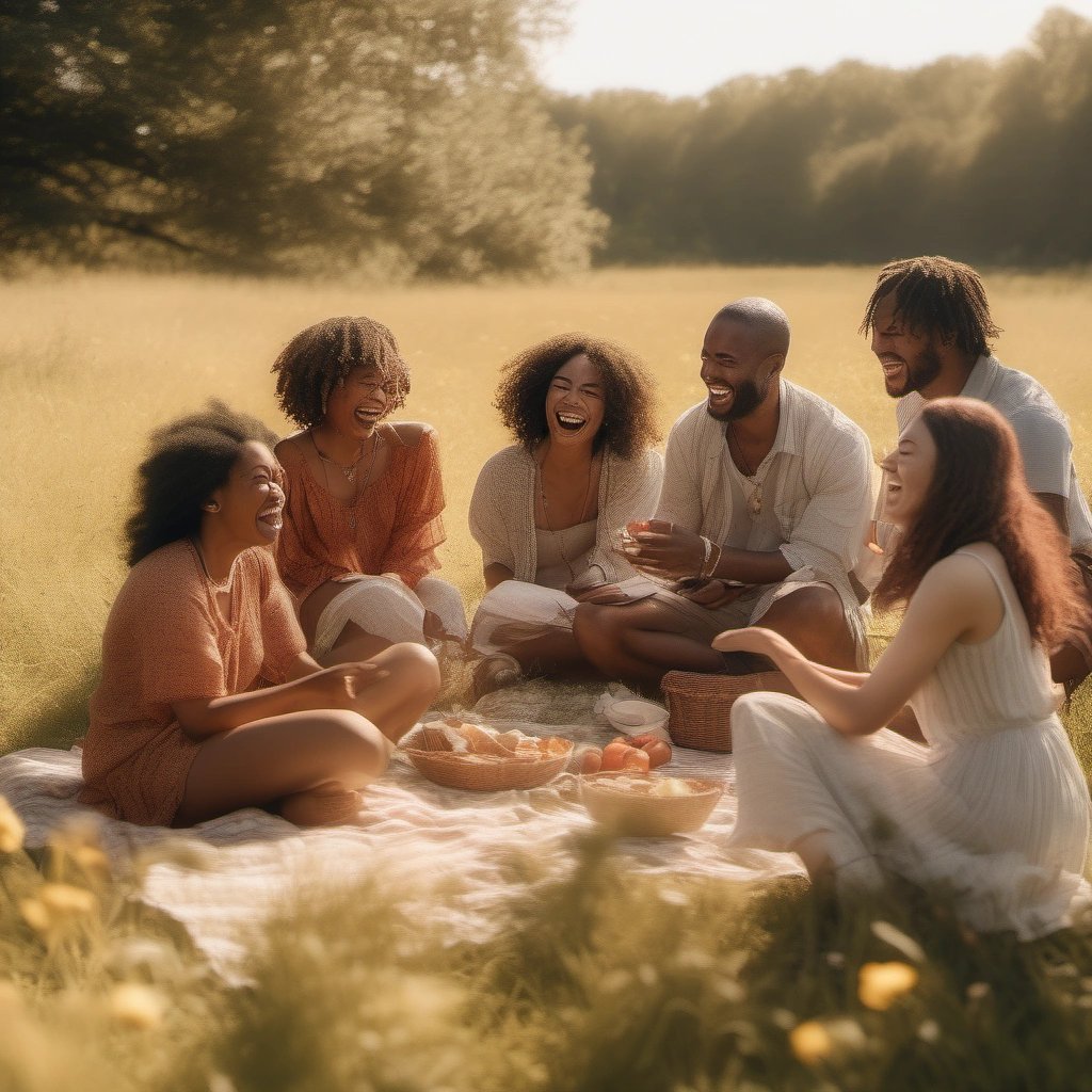 Friends having a picnic