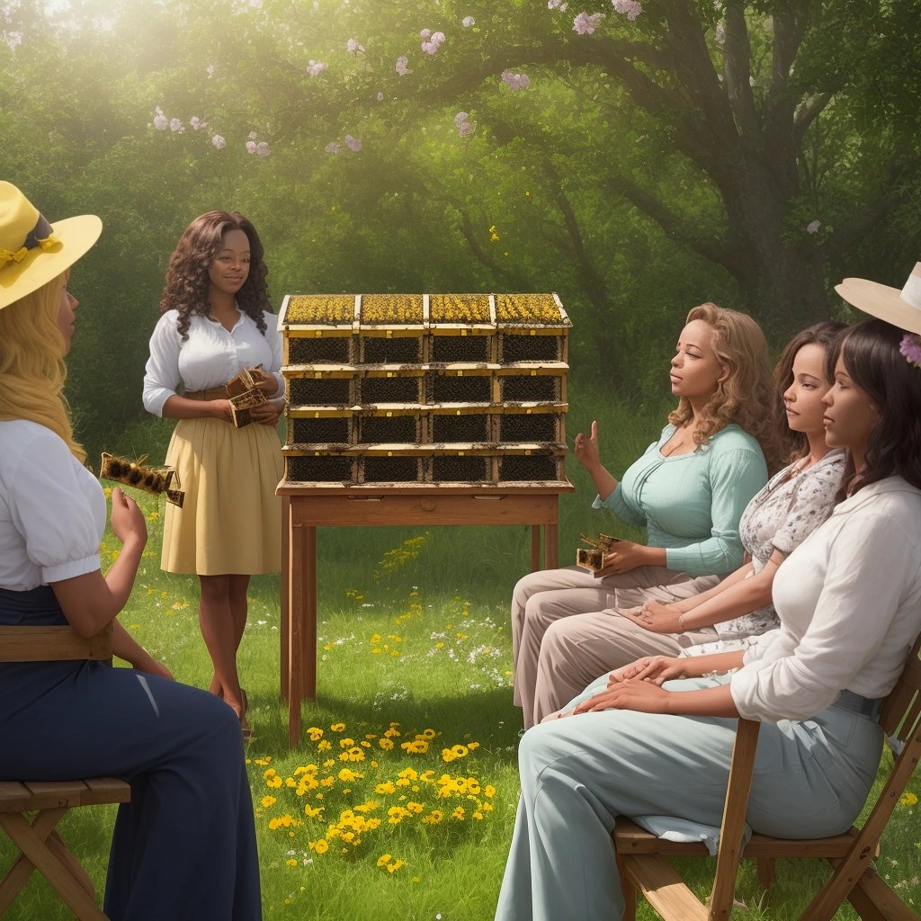 Audience members holding bee colonies