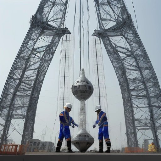 South Korean engineers working on a pylon